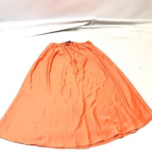 Boohoo Satin Slip Midi Skirt Ivory US Size 24 Orange Unlined